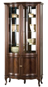 Casa Padrino Vitrina Art Nouveau de Lujo Marrón Oscuro 96,5 x 52,5 x H. 206 cm - Armario de Salón con 4 Puertas - Muebles de Sala

