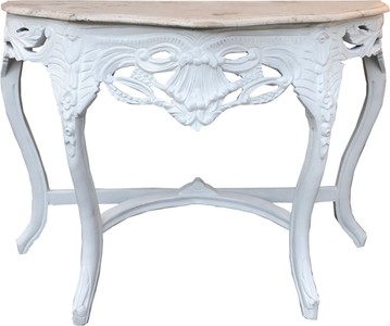 Casa Padrino Barock Konsole Weiß Creme Konsolenunterbau Holz mit Marmor in Creme - Marble Console Baroque Interior Furniture Möbel Einrichtung Barockmöbel Casa Padrino Barock Konsole Weiß Creme Konsolenunterbau Holz mit Marmor in Creme - Marble Console Baroque Interior Furniture Möbel Einrichtung Barockmöbel