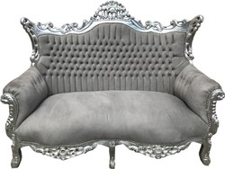 Casa Padrino Barock Sofa Grau Silber 2er Couch Wohnzimmer Möbel Furniture Baroque Lounge Grey Silver Casa Padrino Barock Sofa Grau Silber 2er Couch Wohnzimmer Möbel Furniture Baroque Lounge Grey Silver