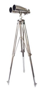 Casa Padrino Double Télescope de Luxe Argent 78 x 78 x H. 180 cm - Télescope en Laiton avec Trépied à Trois Pieds - Collection de Luxe