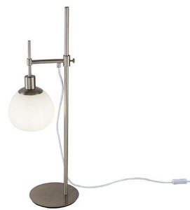 Casa Padrino lámpara de mesa plata / blanco 17 x H. 65 cm - Lámpara de Mesa de Altura Regulable con Pantalla de Vidrio Esmerilado Redondo