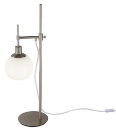 Casa Padrino lámpara de mesa plata / blanco 17 x H. 65 cm - Lámpara de Mesa de Altura Regulable con Pantalla de Vidrio Esmerilado Redondo