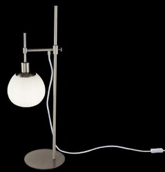 Casa Padrino lámpara de mesa plata / blanco 17 x H. 65 cm - Lámpara de Mesa de Altura Regulable con Pantalla de Vidrio Esmerilado Redondo