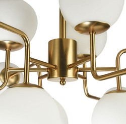 Casa Padrino Lustre Or / Blanc Ø 110 x H. 42,7 cm - Lustre Moderne avec Abat-Jour en Verre Dépoli Rond