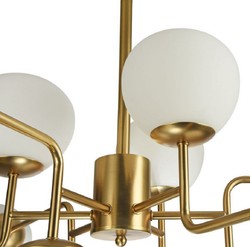 Casa Padrino Lustre Or / Blanc Ø 110 x H. 42,7 cm - Lustre Moderne avec Abat-Jour en Verre Dépoli Rond