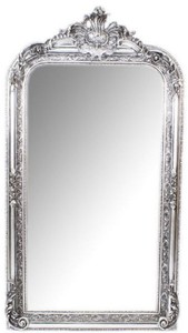 Casa Padrino Baroque Wall Mirror Silver 70 x H. 140 cm - Magnificent Baroque Mirror with Wooden Frame and Beautiful Decorations