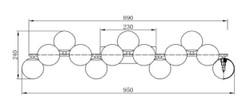 Casa Padrino lampada da parete di design argento / grigio 95 x 23 x H. 24 cm - Lampada da Parete Moderna con Paralumi Sferici