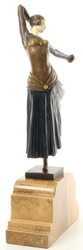 Casa Padrino figurine de luxe en bronze danseuse multicolore / beige 26 x 9 x H. 46,9 cm - Figurine Déco