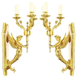 Casa Padrino baroque wall candle holder set gold 20 x 20 x H. 50 cm - Baroque Decoration Accessories