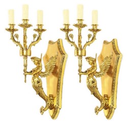 Casa Padrino baroque wall candle holder set gold 20 x 20 x H. 50 cm - Baroque Decoration Accessories