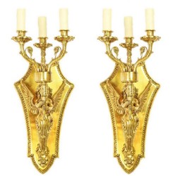 Casa Padrino baroque wall candle holder set gold 20 x 20 x H. 50 cm - Baroque Decoration Accessories