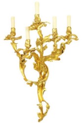 Casa Padrino baroque wall candle holder set gold 55 x 35 x H. 80 cm - Magnificent Wall Candle Holders made of Gilded Bronze - Baroque Wall Decoration