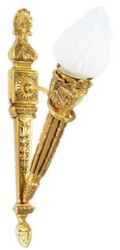 Casa Padrino Baroque Wall Lamp Set Gold / White 15 x 25 x H. 60 cm - Gilded Bronze Wall Lights in Torch Design