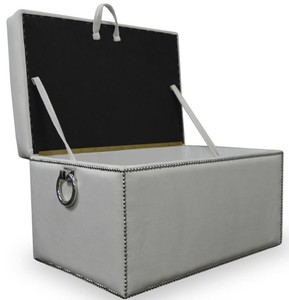 Casa Padrino Luxus Truhe mit Sitzfläche und runden Tragegriffen 97 x 50 x H. 48 cm - Verschiedene Farben - Gepolsterte klappbare Sitzbank - Truhenbank - Luxus Qualität