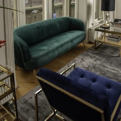Casa Padrino Sillón Chesterfield Lounge Club Velvet de Lujo Azul Oscuro / Oro 70 x 80 x H. 68 cm - Muebles Chesterfield