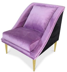 Casa Padrino Luxury Living Room Velvet Armchair Purple / Black / Gold 61 x 61 x H. 78 cm - Luxury Furniture