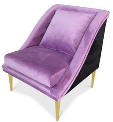 Casa Padrino Luxury Living Room Velvet Armchair Purple / Black / Gold 61 x 61 x H. 78 cm - Luxury Furniture