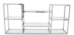 Casa Padrino Console de Luxe Argent 160 x 38 x H. 75 cm - Console en Acier Inoxydable avec Plaques de Verre