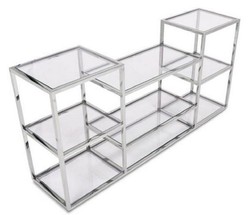 Casa Padrino Console de Luxe Argent 160 x 38 x H. 75 cm - Console en Acier Inoxydable avec Plaques de Verre