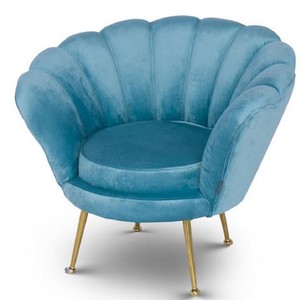 Casa Padrino Designer Kids Velvet Armchair Light Blue / Brass 96 x 79 x H. 78 cm - Luxury Children's Furniture