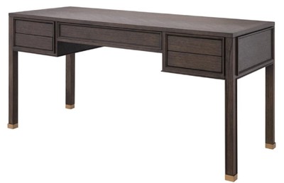 Casa Padrino scrivania di lusso con 5 cassetti marrone / ottone 161 x 65,5 x H. 78,5 cm - Mobili per Ufficio
