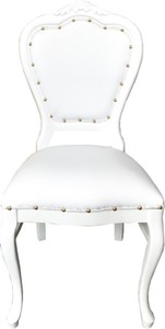 Casa Padrino Barock Luxus Esszimmer Stuhl Weiß Kunstleder Weiß Baroque Dining Chair White PU Leather Furniture Luxury Möbel Interior Casa Padrino Barock Luxus Esszimmer Stuhl Weiß Kunstleder Weiß Baroque Dining Chair White PU Leather Furniture Luxury Möbel Interior