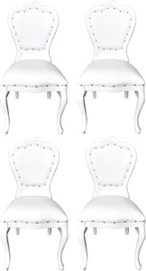 Casa Padrino Luxus Barock Esszimmer Set 4 Esszimmerstühle Weiß / Weiß casa padrino luxus barock esszimmer set 4 massivholz kunstleder esszimmerstühle küchenstühle esszimmer hotel restaurant möbel küchenmöbel