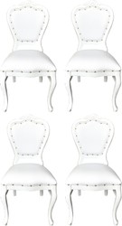Casa Padrino Luxus Barock Esszimmer Set 4 Esszimmerstühle Weiß / Weiß casa padrino luxus barock esszimmer set 4 massivholz kunstleder esszimmerstühle küchenstühle esszimmer hotel restaurant möbel küchenmöbel