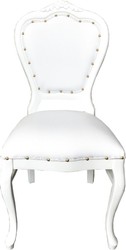 Casa Padrino Luxus Barock Esszimmer Set 4 Esszimmerstühle Weiß / Weiß casa padrino luxus barock esszimmer set 4 massivholz kunstleder esszimmerstühle küchenstühle esszimmer hotel restaurant möbel küchenmöbel