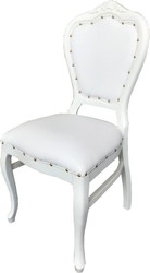 Casa Padrino Luxus Barock Esszimmer Set 4 Esszimmerstühle Weiß / Weiß casa padrino luxus barock esszimmer set 4 massivholz kunstleder esszimmerstühle küchenstühle esszimmer hotel restaurant möbel küchenmöbel
