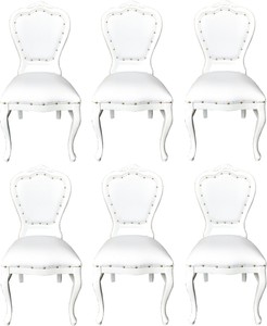 Casa Padrino Luxus Barock Esszimmer Set 6 Esszimmerstühle Weiß / Weiß casa padrino luxus barock esszimmer set 6 massivholz kunstleder esszimmerstühle küchenstühle esszimmer hotel restaurant möbel küchenmöbel