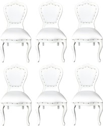 Casa Padrino Luxus Barock Esszimmer Set 6 Esszimmerstühle Weiß / Weiß casa padrino luxus barock esszimmer set 6 massivholz kunstleder esszimmerstühle küchenstühle esszimmer hotel restaurant möbel küchenmöbel