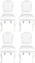 Casa Padrino Luxus Barock Esszimmer Set 4 Esszimmerstühle Weiß / Weiß casa padrino luxus barock esszimmer set 4 massivholz kunstleder esszimmerstühle küchenstühle esszimmer hotel restaurant möbel küchenmöbel