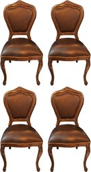 Casa Padrino Luxus Barock Esszimmer Set 4 Echtleder Esszimmerstühle Braun / Braun casa padrino luxus barock esszimmer set 4 massivholz leder echtleder esszimmerstühle küchenstühle esszimmer hotel restaurant möbel küchenmöbel