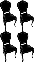 Casa Padrino Luxus Barock Esszimmer Set 4 Echtleder Esszimmerstühle Schwarz / Schwarz casa padrino luxus barock esszimmer set 4 massivholz leder echtleder esszimmerstühle küchenstühle esszimmer hotel restaurant möbel küchenmöbel