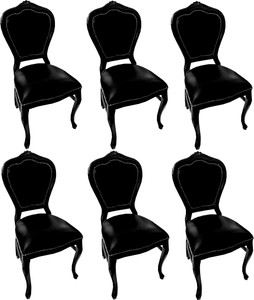 Casa Padrino Luxus Barock Esszimmer Set 6 Echtleder Esszimmerstühle Schwarz / Schwarz casa padrino luxus barock esszimmer set 6 massivholz leder echtleder esszimmerstühle küchenstühle esszimmer hotel restaurant möbel küchenmöbel