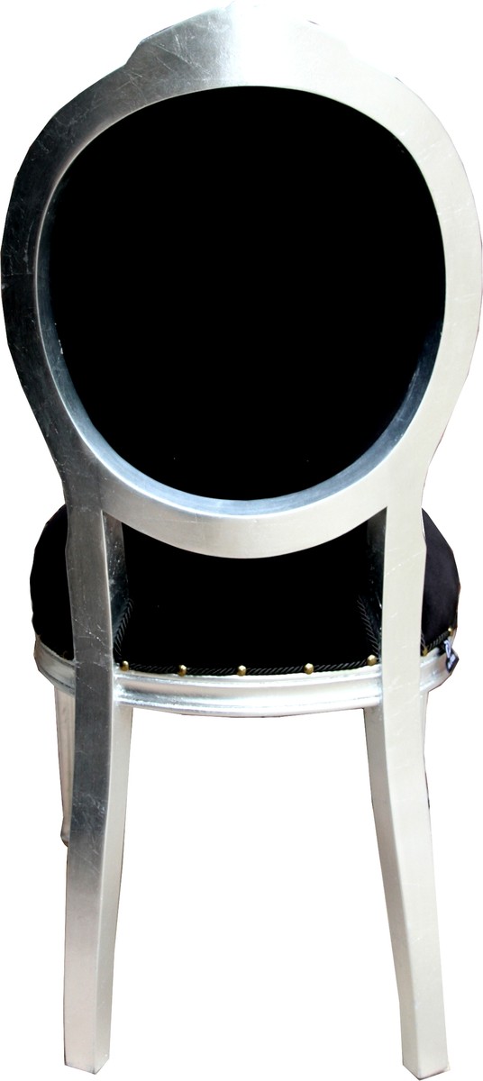 Sedia da pranzo di lusso barocca Casa Padrino Flamingo / Silver con strass Crown e Bling Bling - Designer Chair Sedia da pranzo di lusso barocca Casa Padrino Flamingo / Silver con strass Crown e Bling Bling - Designer Chair