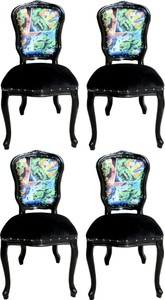 Casa Padrino Luxus Barock Esszimmer Set 4 Esszimmerstühle Comic Mehrfarbig / Schwarz casa padrino luxus barock esszimmer set 4 massivholz samt esszimmerstühle küchenstühle comic esszimmer hotel restaurant möbel küchenmöbel