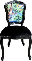Casa Padrino Luxury Baroque Dining Room Set Comic Multicolor / Black 55 x 54 x H. 103 cm - 4 Handmade Dining Chairs - Designer Chairs - Baroque Dining Room Furniture