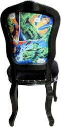 Casa Padrino Luxury Baroque Dining Room Set Comic Multicolor / Black 55 x 54 x H. 103 cm - 4 Handmade Dining Chairs - Designer Chairs - Baroque Dining Room Furniture