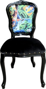 Casa Padrino Luxus Barock Esszimmer Set Comic Mehrfarbig / Schwarz 55 x 54 x H. 103 cm - 6 handgefertigte Esszimmerstühle - Designer Stühle - Barock Esszimmermöbel