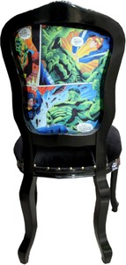 Casa Padrino Luxus Barock Esszimmer Set Comic Mehrfarbig / Schwarz 55 x 54 x H. 103 cm - 6 handgefertigte Esszimmerstühle - Designer Stühle - Barock Esszimmermöbel