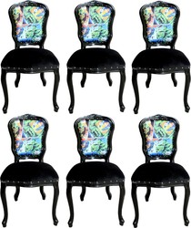 Casa Padrino Luxus Barock Esszimmer Set 6 Esszimmerstühle Comic Mehrfarbig / Schwarz casa padrino luxus barock esszimmer set 6 massivholz samt esszimmerstühle küchenstühle comic esszimmer hotel restaurant möbel küchenmöbel