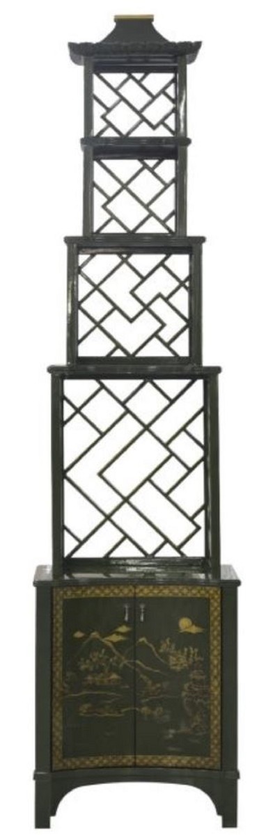 Casa Padrino Etagere de Lujo Estilo Chino Verde / Oro 54 x 37 x H. 219 cm - Accesorios de Hotel y Restaurante
