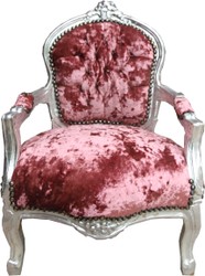 Casa Padrino Baroque kids chair velor old rose / silver - children's furniture