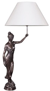 Casa Padrino lámpara de mesa con figura de bronce Justitia bronce / blanco 55 x 48 x H. 105 cm - Lámpara de Mesa Hotel & Restaurant
