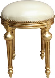 Casa Padrino Barock Sitzhocker Hocker Creme Lederoptik Gold Ottoman Stool Baroque Antique Style Interior Möbel Furniture Casa Padrino Barock Sitzhocker Hocker Creme Lederoptik Gold Ottoman Stool Baroque Antique Style Interior Möbel Furniture