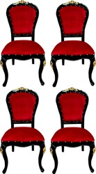 Casa Padrino Luxus Barock Esszimmer Set 4 Esszimmerstühle Bordeauxrot / Schwarz / Gold casa padrino luxus barock esszimmer set 4 massivholz samt esszimmerstühle küchenstühle esszimmer hotel restaurant möbel küchenmöbel