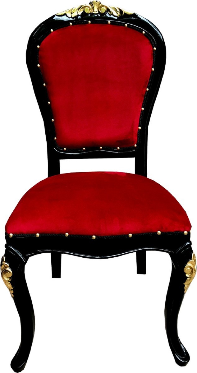 Casa Padrino Ensemble de Chaises de Salle à Manger Baroque de Luxe Bordeaux Rouge / Noir / Or 50 x 50 x H. 110 cm - 6 Chaises de Salle à Manger en Bois Massif Faites à la Main avec Tissu en Velours - Meubles de Salle à Manger Baroque Casa Padrino Ensemble de Chaises de Salle à Manger Baroque de Luxe Bordeaux Rouge / Noir / Or 50 x 50 x H. 110 cm - 6 Chaises de Salle à Manger en Bois Massif Faites à la Main avec Tissu en Velours - Meubles de Salle à Manger Baroque