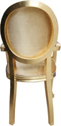 Casa Padrino Baroque Luxury Dining Room Locket Chair with Armrests Gold Velvet Fabric / Gold